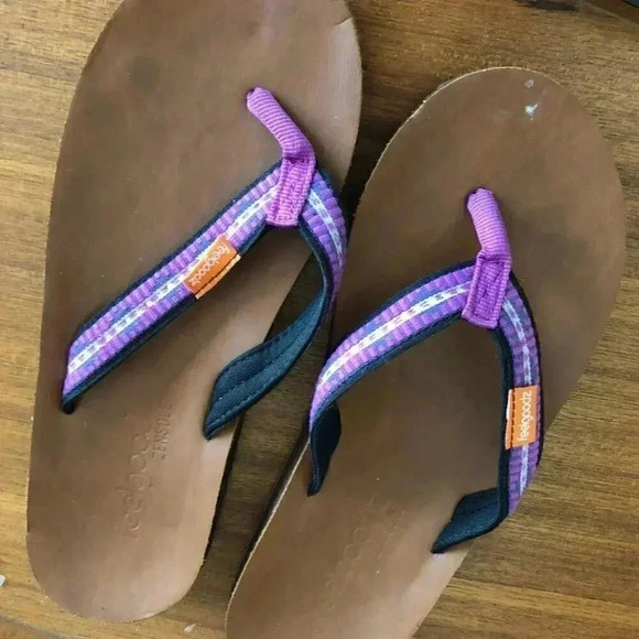 Feelgoodz Leather Flip Flop Purple Aztec Strap - Picture 1 of 4